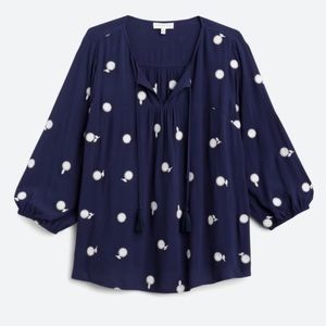 NWT - Skies Are Blue 2x Padenia Tassel Detail Split Neck Top - NEW!!